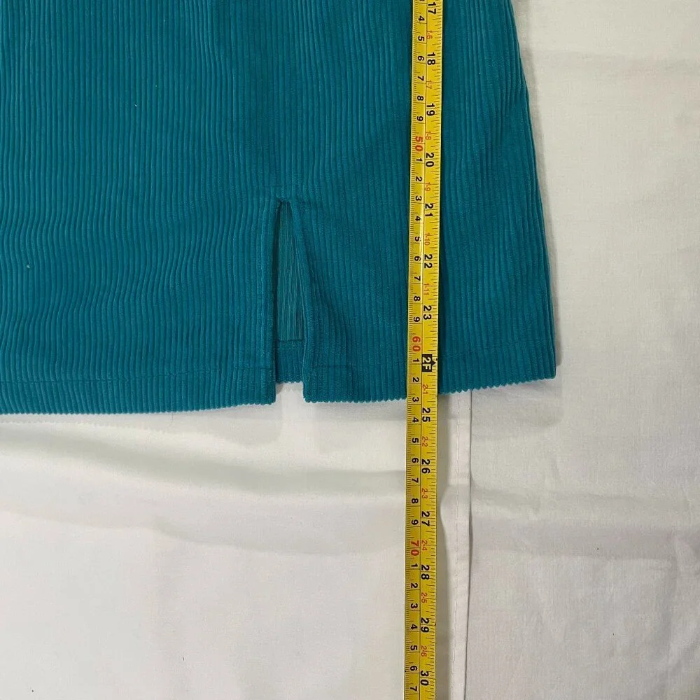 NWT Japra Size L Women's Blue Turquoise Corduroy Mini Dress. Made in India. - Picture 6 of 8